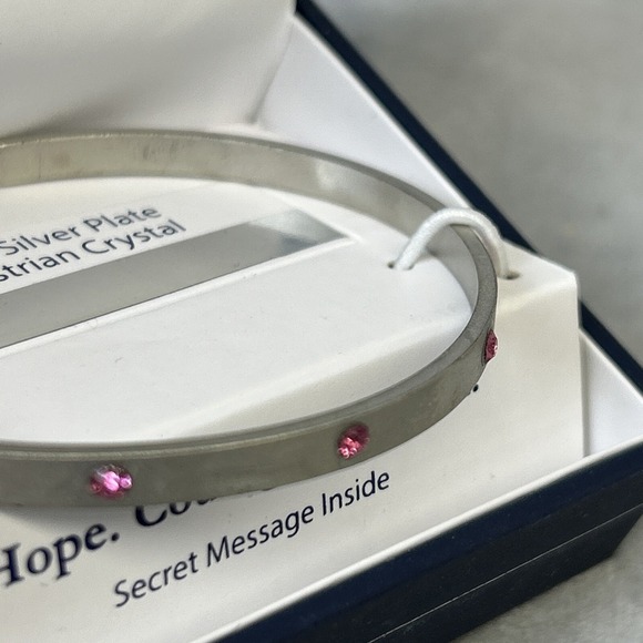 Belk Silverworks Silver Bangle Bracelet Austrian Crystal Jewelry Hope Courage - Picture 6 of 11